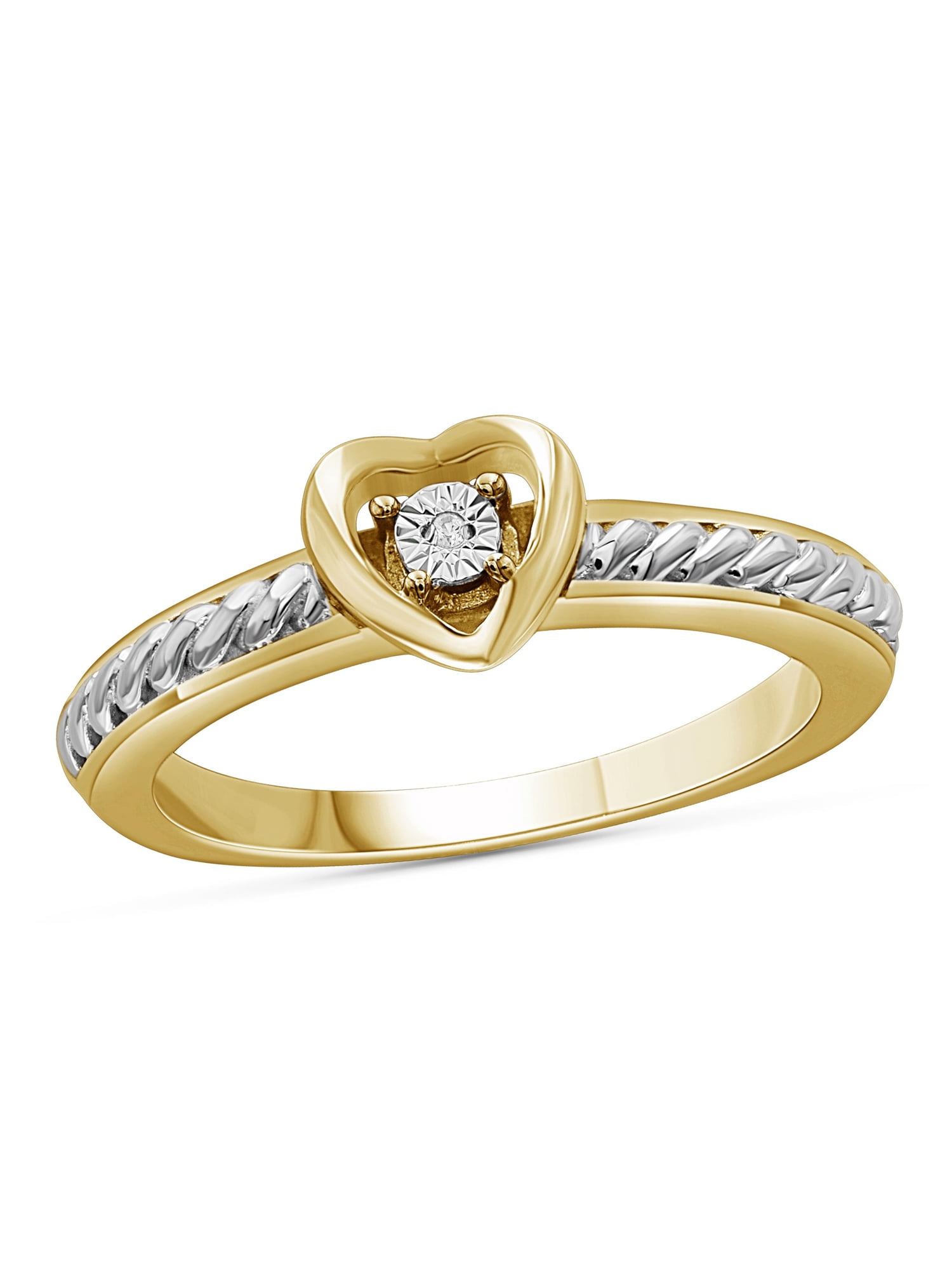 JewelersClub Diamond Rings for Women – Accent White Diamond Ring Jewelry– Two Tone Sterling Silver Bands for Women –– Ring by JewelersClub