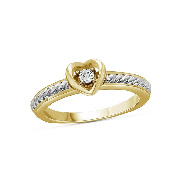 JewelersClub Diamond Rings for Women – Accent White Diamond Ring Jewelry– Two Tone Sterling Silver Bands for Women –– Ring by JewelersClub