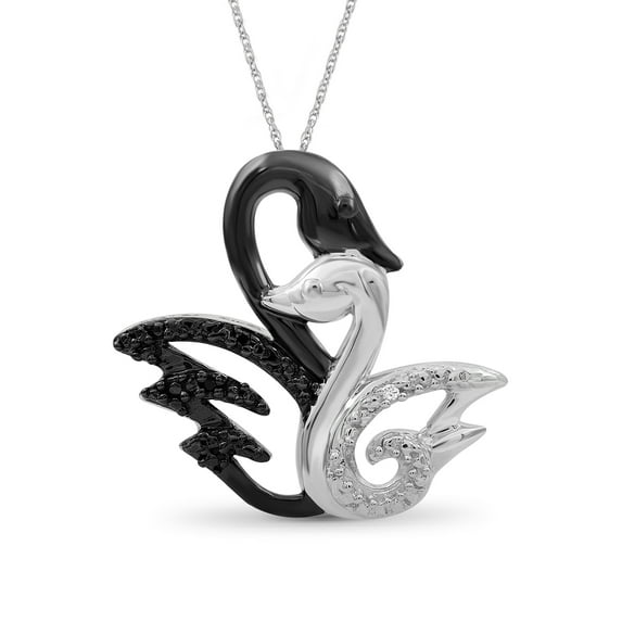 JewelersClub Diamond Swan Necklace for Women –Diamond Accent Swan Necklace with .925 Sterling Silver Rope Chain – Wife, Girlfriend, Love Pendant - Sterling Silver Necklace Gifts for Women