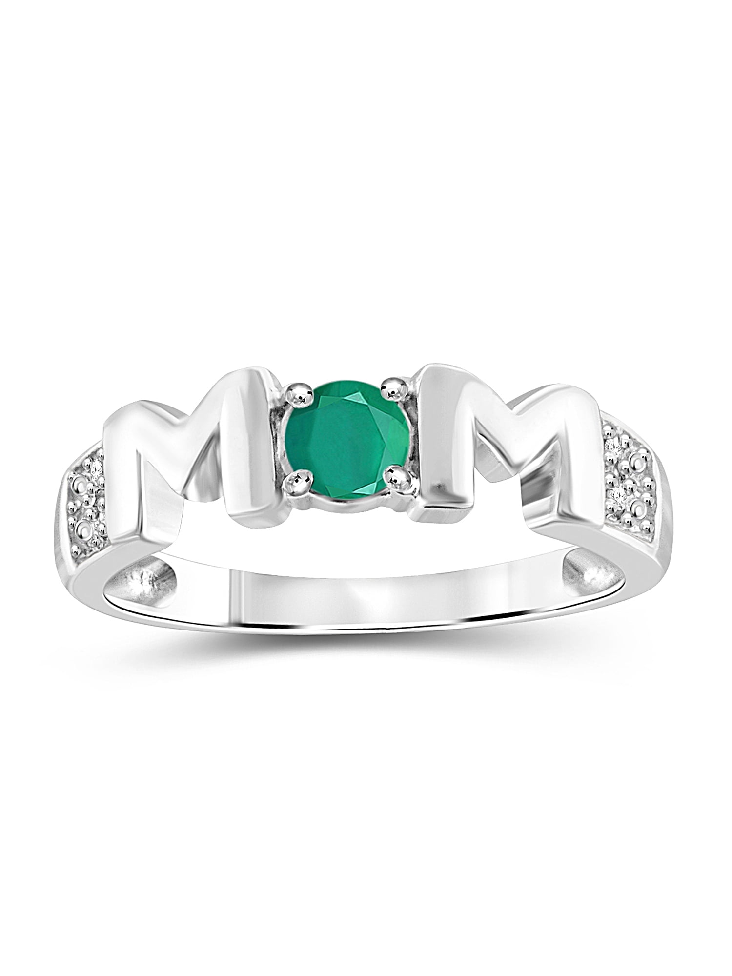 JewelersClub Emerald Ring Birthstone Jewelry – 0.25 Carat Emerald 0.925 Sterling Silver Ring Jewelry with White Diamond Accent – Gemstone Rings with Hypoallergenic 0.925 Sterling Silver Band