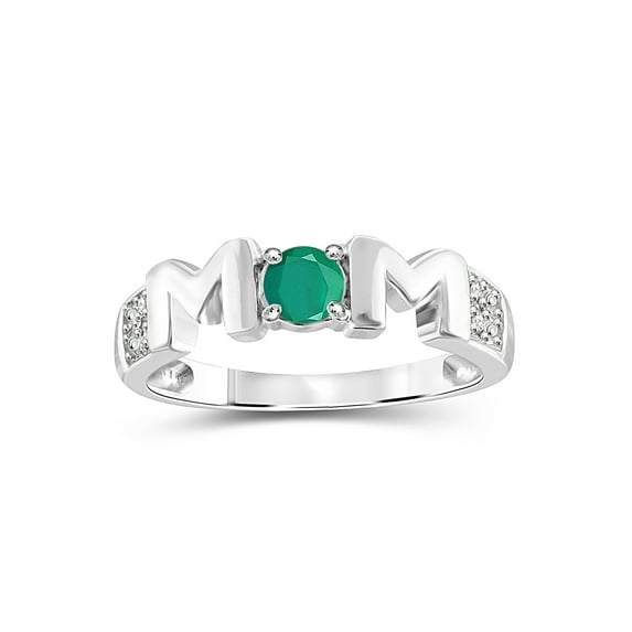 JewelersClub Emerald Ring Birthstone Jewelry – 0.25 Carat Emerald 0.925 Sterling Silver Ring Jewelry with White Diamond Accent – Gemstone Rings with Hypoallergenic 0.925 Sterling Silver Band