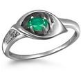 thumbnail image 1 of JewelersClub Emerald Ring Birthstone Jewelry – 0.25 Carat Emerald 0.925 Sterling Silver Ring Jewelry with White Diamond Accent – Gemstone Rings with Hypoallergenic 0.925 Sterling Silver Band, 1 of 1