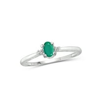 JewelersClub Emerald Ring Birthstone Jewelry – 0.25 Carat Emerald 0.925 Sterling Silver Ring Jewelry with White Diamond Accent – Gemstone Rings with Hypoallergenic 0.925 Sterling Silver Band