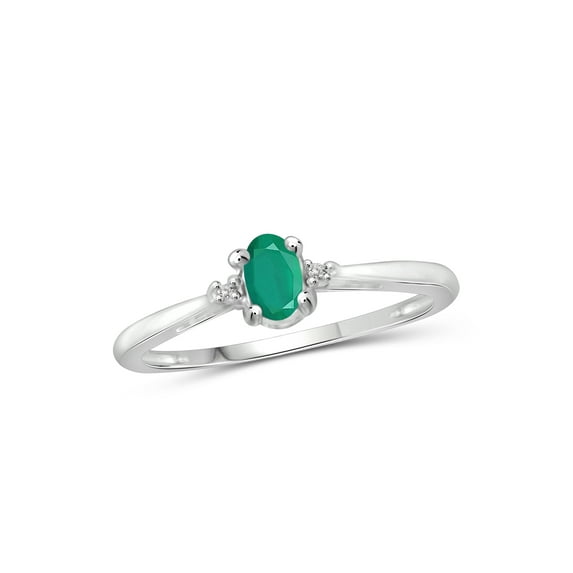 JewelersClub Emerald Ring Birthstone Jewelry – 0.25 Carat Emerald 0.925 Sterling Silver Ring Jewelry with White Diamond Accent – Gemstone Rings with Hypoallergenic 0.925 Sterling Silver Band