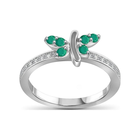 JewelersClub Emerald Ring Birthstone Jewelry – 0.33 Carat Emerald Sterling Silver Ring Jewelry with White Diamond Accent – Gemstone Rings with Hypoallergenic Sterling Silver Band