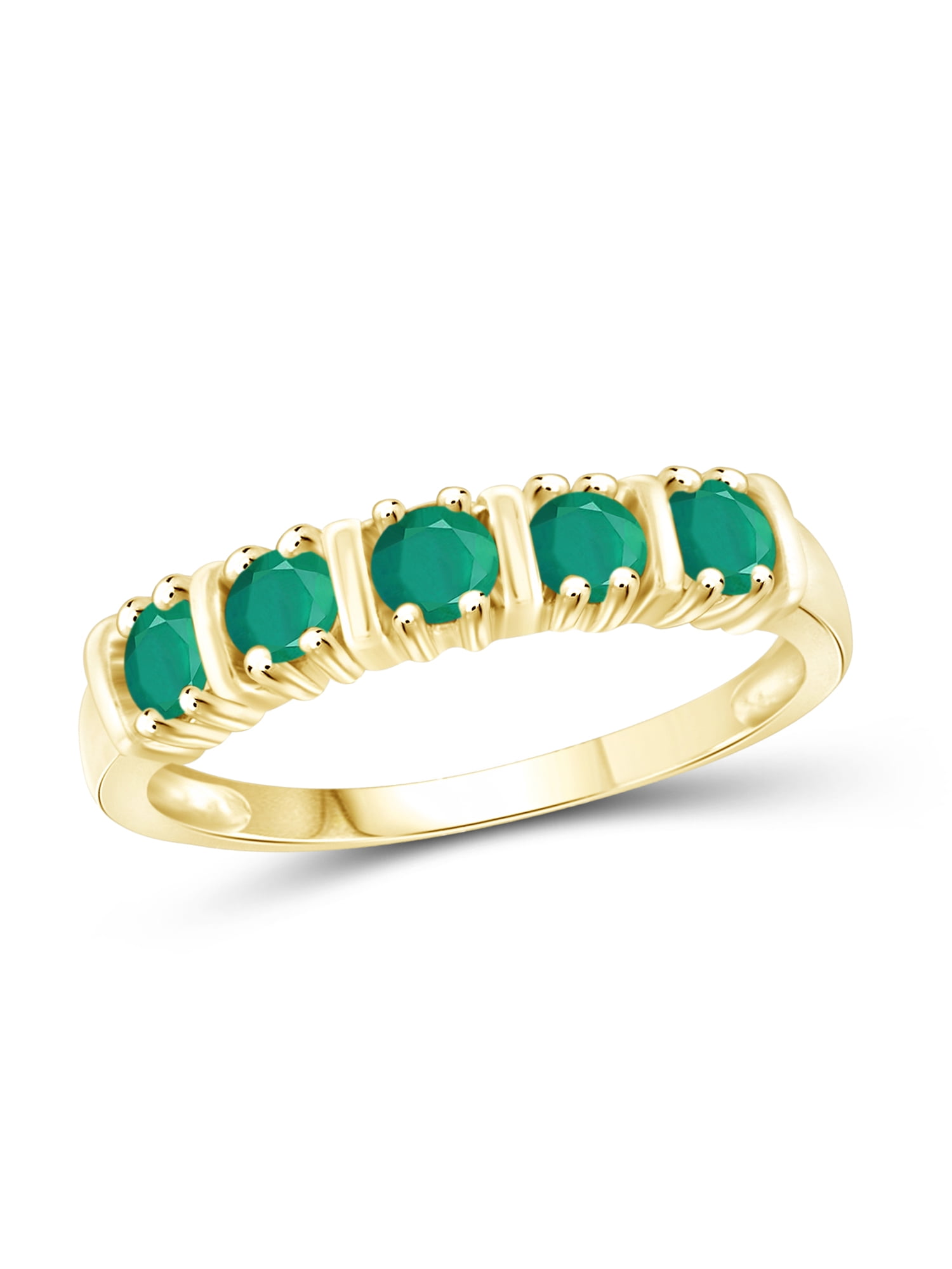 JewelersClub Emerald Ring Birthstone Jewelry – 0.50 Carat Emerald 14K Gold Plated Silver Ring Jewelry – Gemstone Rings with Hypoallergenic 14K Gold Plated Silver Band