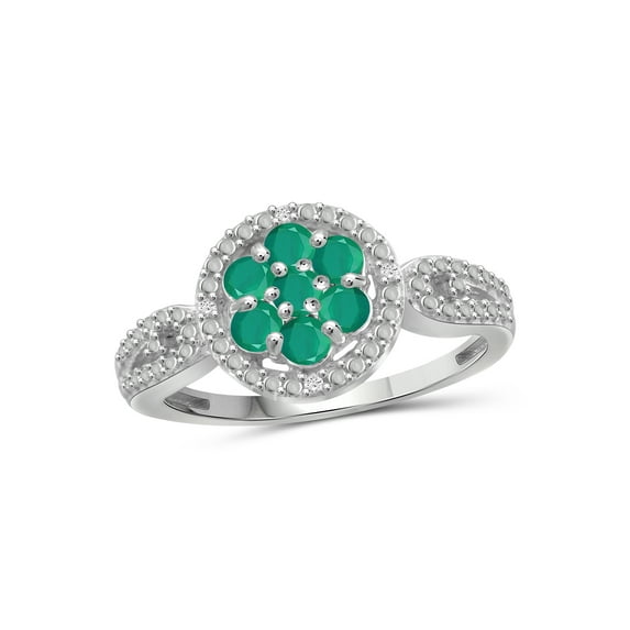 JewelersClub Emerald Ring Birthstone Jewelry – 0.50 Carat Emerald Sterling Silver Ring Jewelry with White Diamond Accent – Gemstone Rings with Hypoallergenic Sterling Silver Band