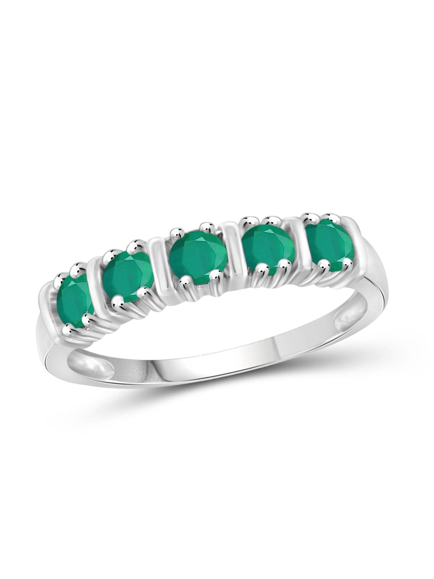 JewelersClub Emerald Ring Birthstone Jewelry – 0.60 Carat Emerald 0.925 Sterling Silver Ring Jewelry – Gemstone Rings with Hypoallergenic 0.925 Sterling Silver Band