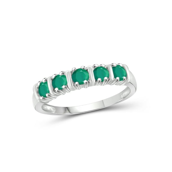 JewelersClub Emerald Ring Birthstone Jewelry – 0.60 Carat Emerald 0.925 Sterling Silver Ring Jewelry – Gemstone Rings with Hypoallergenic 0.925 Sterling Silver Band