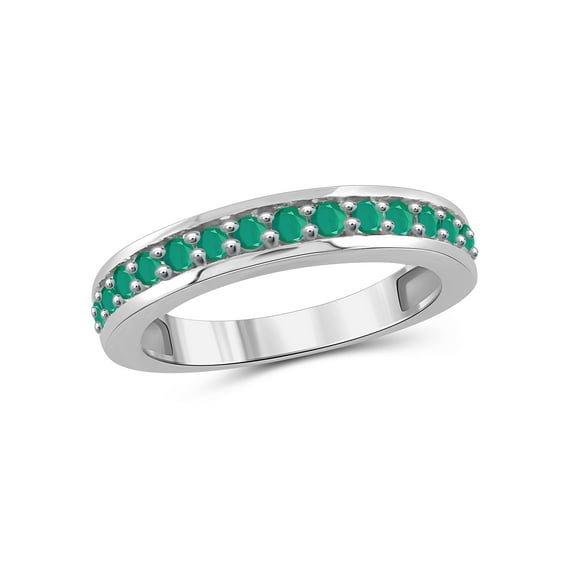 JewelersClub Emerald Ring Birthstone Jewelry – 1.00 Carat Emerald Sterling Silver Ring Jewelry – Gemstone Rings with Hypoallergenic Sterling Silver Band