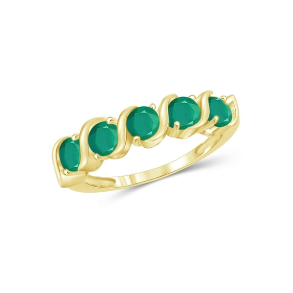 JewelersClub Emerald Ring Birthstone Jewelry – 1.40 Carat Emerald 14K Gold Plated Silver Ring Jewelry – Gemstone Rings with Hypoallergenic 14K Gold Plated Silver Band