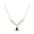 thumbnail image 1 of JewelersClub Garnet Gemstone Necklace for Women & Girls | 14k gold-plated Silver | Diamond V-Shaped Pendant on a 18" Rope Chain, 1 of 5