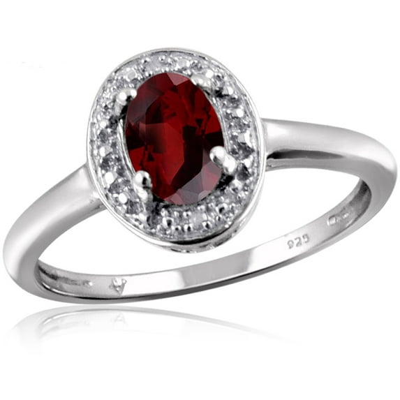 JewelersClub Garnet Ring Birthstone Jewelry – 1.00 Carat Garnet 0.925 Sterling Silver Ring Jewelry with White Diamond Accent – Gemstone Rings with Hypoallergenic 0.925 Sterling Silver Band