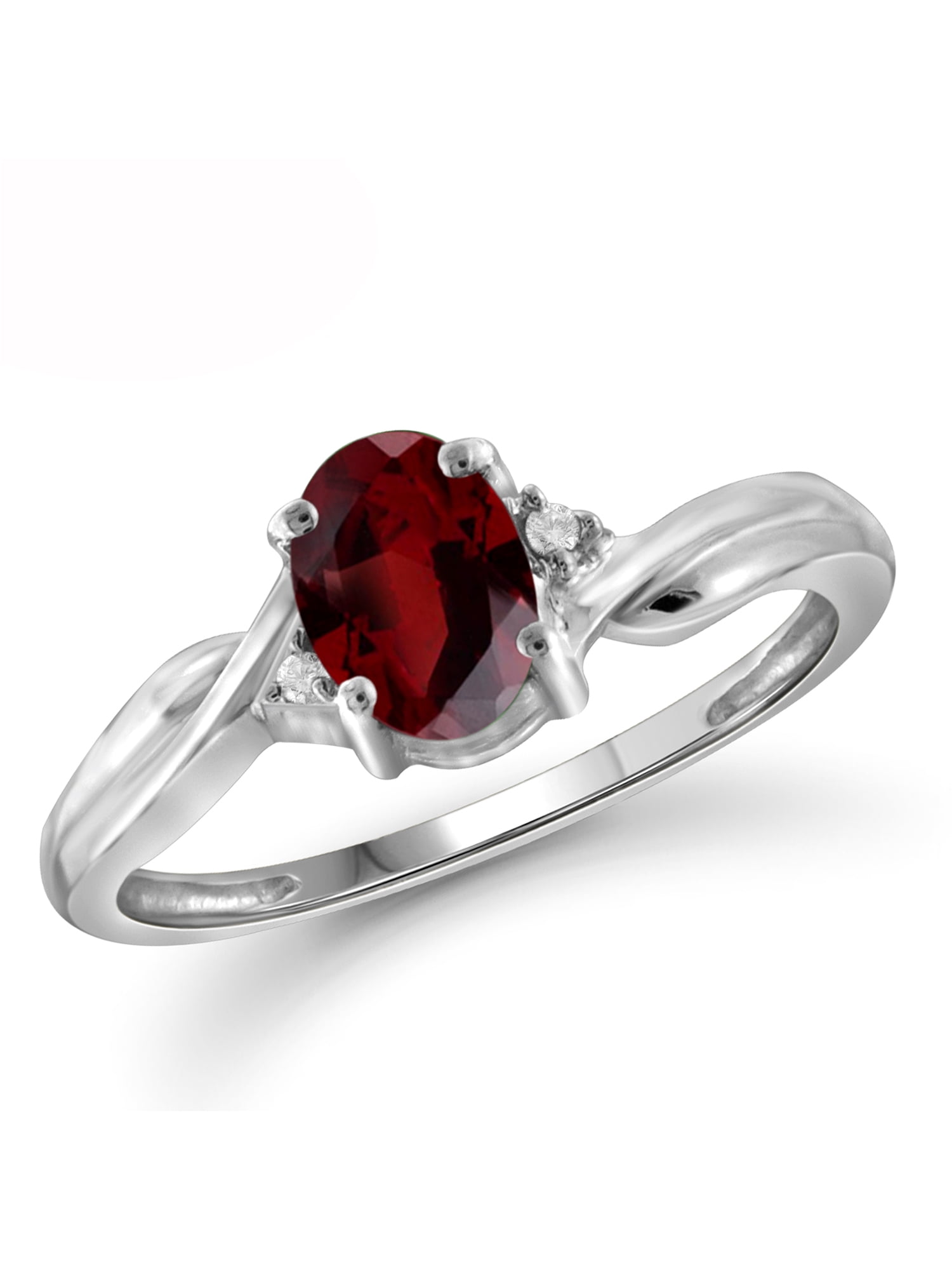 Red Garnet Gem & Diamond Birthstone Ring