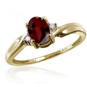 JEWELERSCLUB Garnet Ring Birthstone Jewelry – 1.00 Carat Garnet 14K Gold Plated Silver Ring Jewelry with White Diamond Accent – Gemstone Rings with Hypoallergenic 14K Gold Plated Silver Band