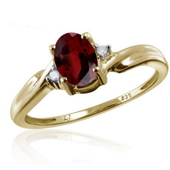 JewelersClub Garnet Ring Birthstone Jewelry – 1.00 Carat Garnet 14K Gold Plated Silver Ring Jewelry with White Diamond Accent – Gemstone Rings with Hypoallergenic 14K Gold Plated Silver Band