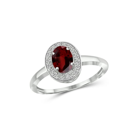 JewelersClub Garnet Ring Birthstone Jewelry – 1.00 Carat Garnet 0.925 Sterling Silver Ring Jewelry with White Diamond Accent – Gemstone Rings with Hypoallergenic 0.925 Sterling Silver Band