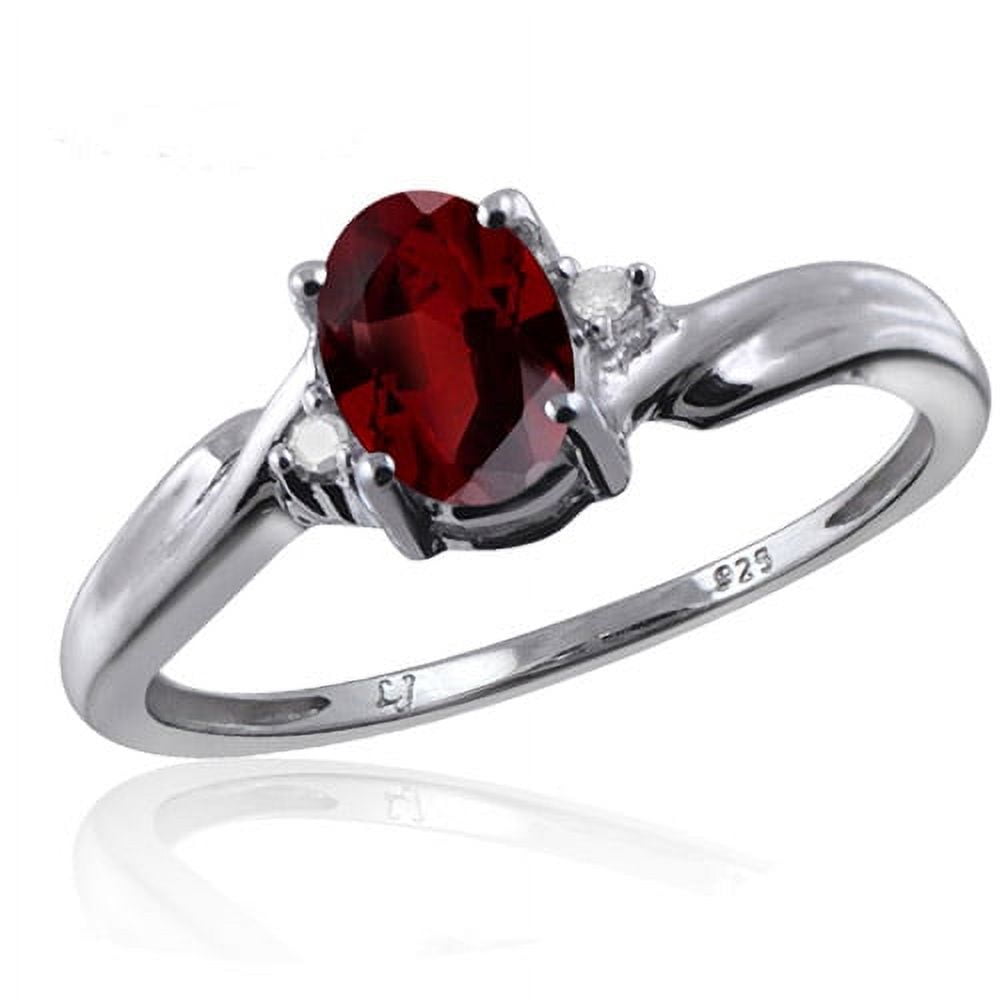 JewelersClub 0.925 Sterling Silver Garnet White Diamond Accent Gemstone Rings 8