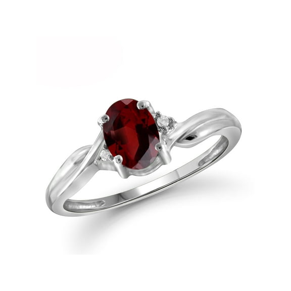 JewelersClub Garnet Ring Birthstone Jewelry – 1.00 Carat Garnet 0.925 Sterling Silver Ring Jewelry with White Diamond Accent – Gemstone Rings with Hypoallergenic 0.925 Sterling Silver Band