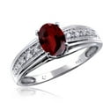 thumbnail image 1 of JewelersClub 0.925 Sterling Silver Ring 1.00 Carat Garnet Gemstone Birthstone with White Diamond Accent Jewelry, 1 of 1