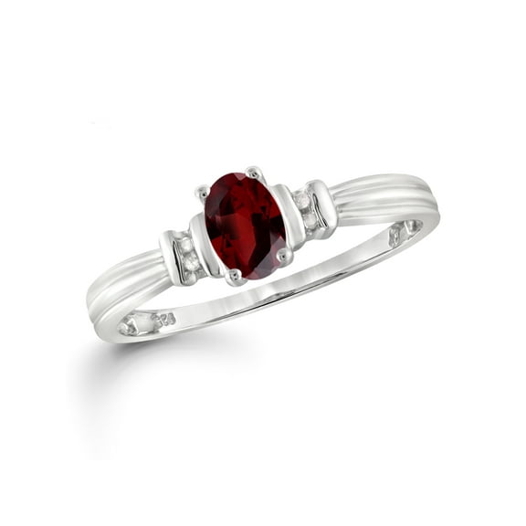 JewelersClub Garnet Ring Birthstone Jewelry – 1.00 Carat Garnet Sterling Silver Ring Jewelry with White Diamond Accent – Gemstone Rings with Hypoallergenic Sterling Silver Band