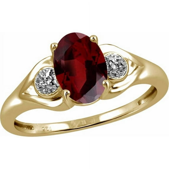 JewelersClub Garnet Ring Birthstone Jewelry – 1.60 Carat Garnet 14K Gold Plated Silver Ring Jewelry with White Diamond Accent – Gemstone Rings with Hypoallergenic 14K Gold Plated Silver Band