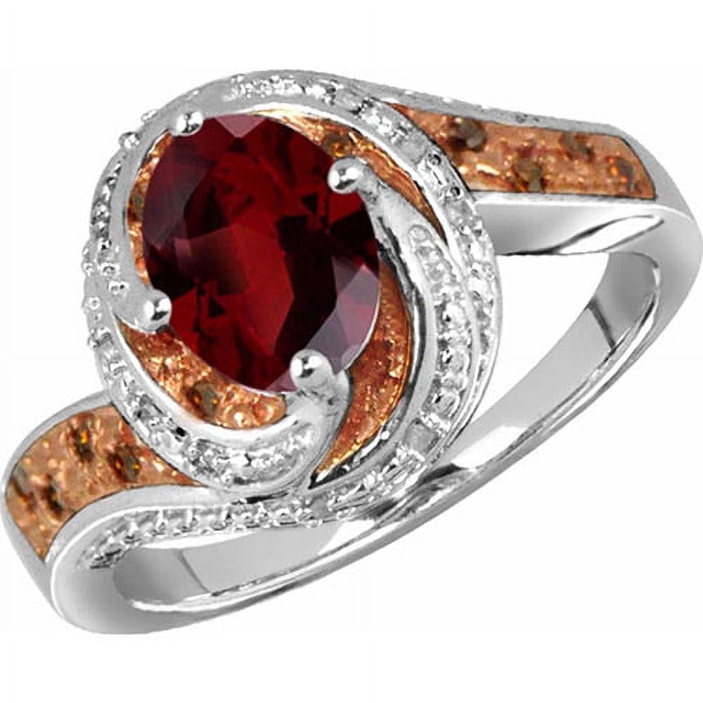 JewelersClub 0.925 Sterling Silver Garnet with Red & White Diamond Accent Gemstone Rings, 8