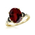 thumbnail image 1 of JewelersClub Garnet Ring Birthstone Jewelry – 2.20 Carat Garnet 14K Gold Plated Silver Ring Jewelry with Black & White Diamond Accent – Gemstone Rings with Hypoallergenic 14K Gold Plated Silver Band, 1 of 4