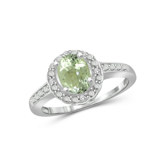 JewelersClub Green Amethyst Ring Birthstone Jewelry–1.30 Carat Green Amethyst 14K Gold Plated Silver Ring Jewelry with White Diamond Accent–Gemstone Rings with Hypoallergenic 14K Gold Plated Silver