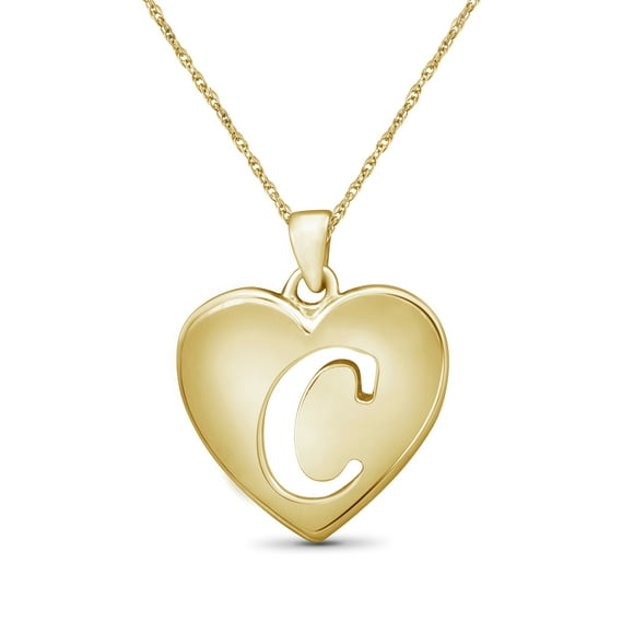 JewelersClub Initial Letter Pendant for Women|Customizable 14K Gold over Silver C Alphabet Monogram Necklaces for Girls|Cursive Script Capital Letters|Personalized Jewelry Gift for Her