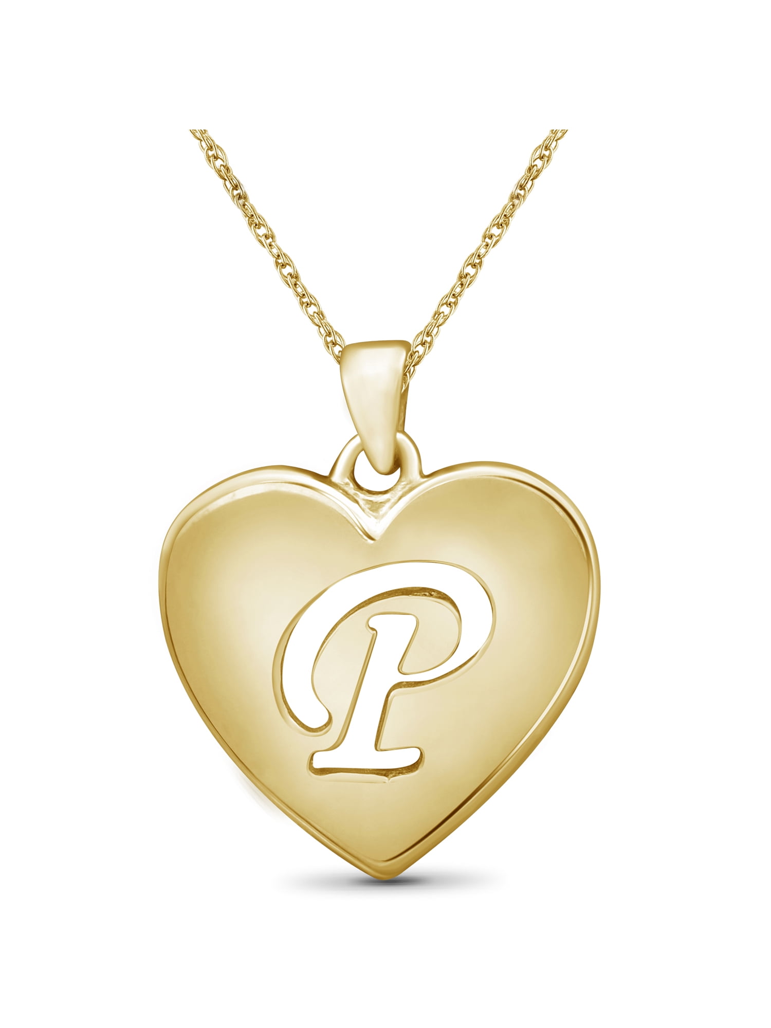 JewelersClub Initial Letter Pendant for Women|Customizable 14K Gold over Silver P Alphabet Monogram Necklaces for Girls|Cursive Script Capital Letters|Personalized Jewelry Gift for Her