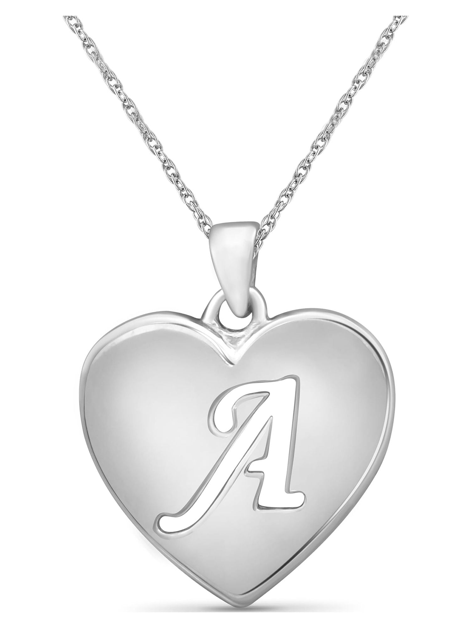 Script Monogram Engravable Heart Locket in Sterling Silver (3 Initials)