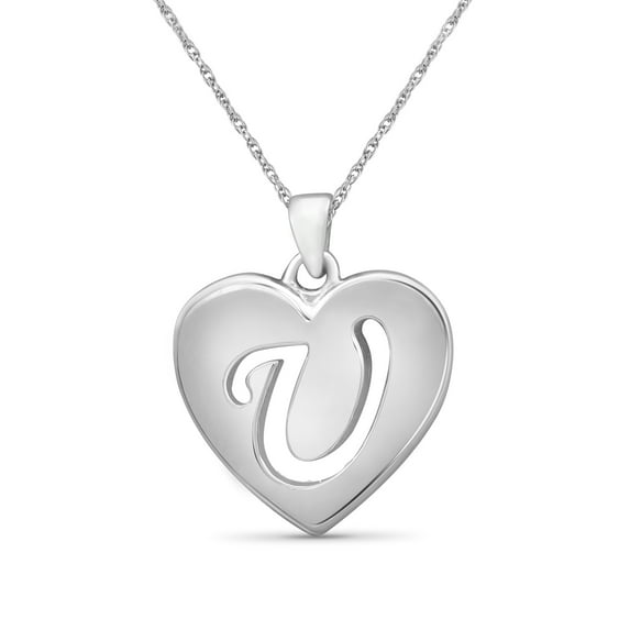 JewelersClub Initial Letter Pendant for Women | Customizable Sterling Silver U AlphabetMonogram Necklaces for Girls | Cursive Script Capital Letters | Personalized Jewelry Gift for Her