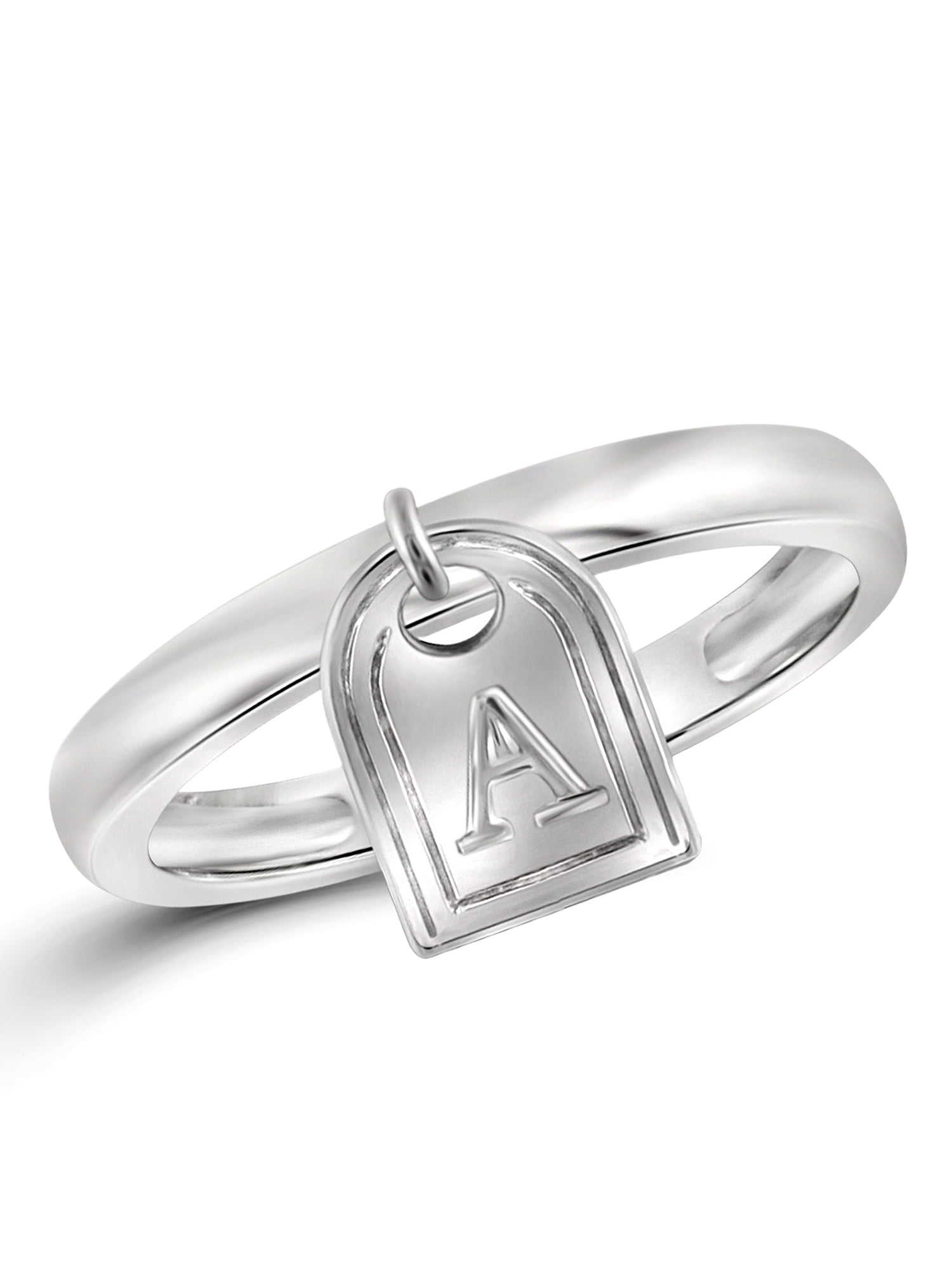 JewelersClub Initial Letter Ring for Women | Customizable Sterling Silver "A" Alphabet Monogram Ring for Girls | Cursive Script Capital Letters | Personalized Jewelry Gift for Her