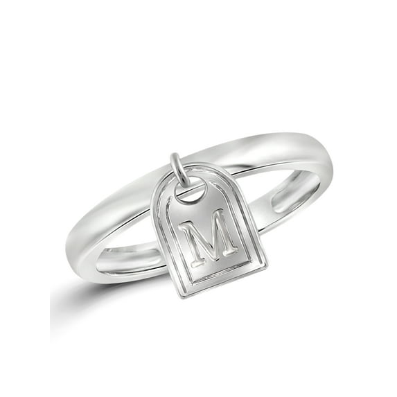 JewelersClub Initial Letter Ring for Women | Customizable Sterling Silver "M" Alphabet Monogram Ring for Girls | Cursive Script Capital Letters | Personalized Jewelry Gift for Her