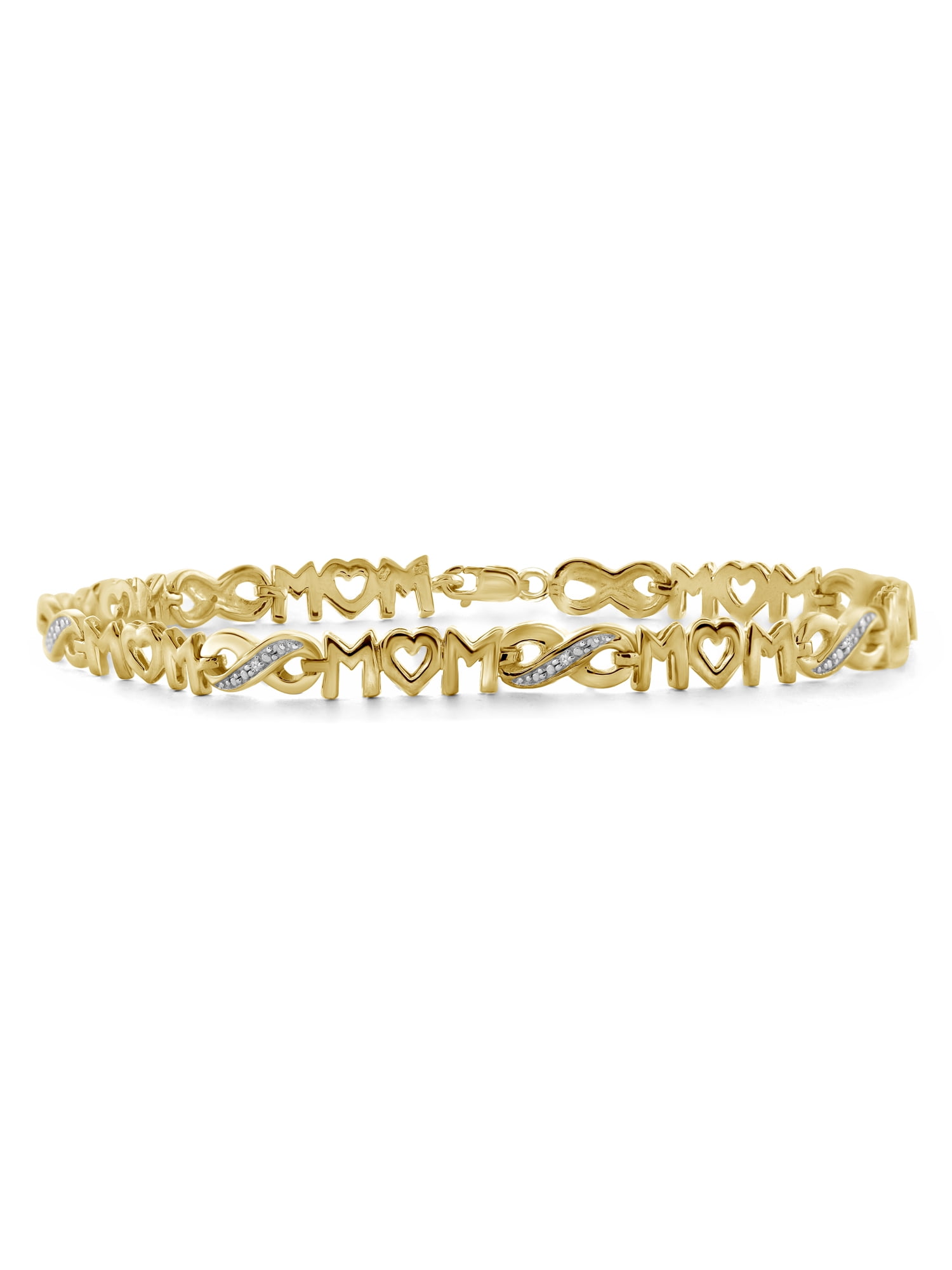 JewelersClub Mom Bracelets for Women – Beautiful 8” 14K Gold Plated Brass Bracelets for Women with Lobster Clasp & Infinity White Diamonds – Perfect Mothers Day Gifts