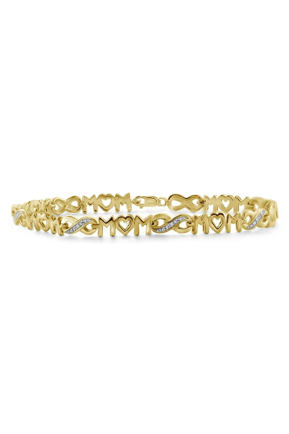 Mom Bracelets for Women Beautiful 8 14K Gold Plated Brass Bracelets for Women with Lobster Clasp & Infinity White Diamonds Perfect Mothers Day Gifts