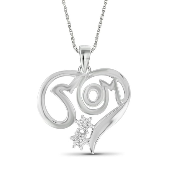 JewelersClub Mom Necklace Sterling Silver Necklace for Women – Beautiful Accent White Diamonds + 0.925 Sterling Silver Mother Daughter Necklace – Mothers Day Gifts Necklaces for Women
