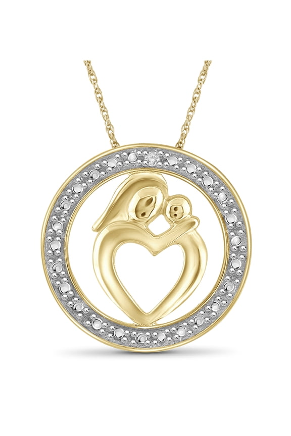 Mom Necklace Sterling Silver Necklace for Women  White Diamonds Accents + 14k Gold Over Silver Mother Daughter Necklace  Mothers Day Gifts Necklaces for Women