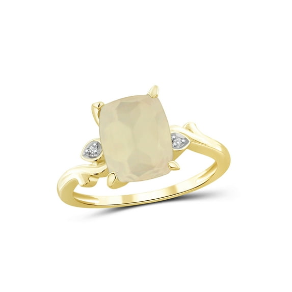 JewelersClub Moonstone Ring Birthstone Jewelry – 3.00 Carat Moonstone 14K Gold Plated Silver Ring Jewelry with White Diamond Accent – Gemstone Rings with Hypoallergenic 14K Gold Plated Silver Band