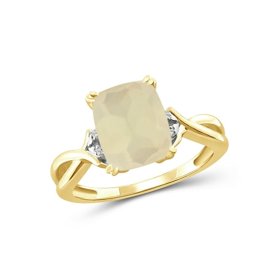 JewelersClub Moonstone Ring Birthstone Jewelry – 3.00 Carat Moonstone 14K Gold Plated Silver Ring Jewelry with White Diamond Accent – Gemstone Rings with Hypoallergenic 14K Gold Plated Silver Band