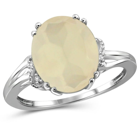 JewelersClub Moonstone Ring Birthstone Jewelry – 4.25 Carat Moonstone 0.925 Sterling Silver Ring Jewelry with White Diamond Accent – Gemstone Rings with Hypoallergenic 0.925 Sterling Silver Band