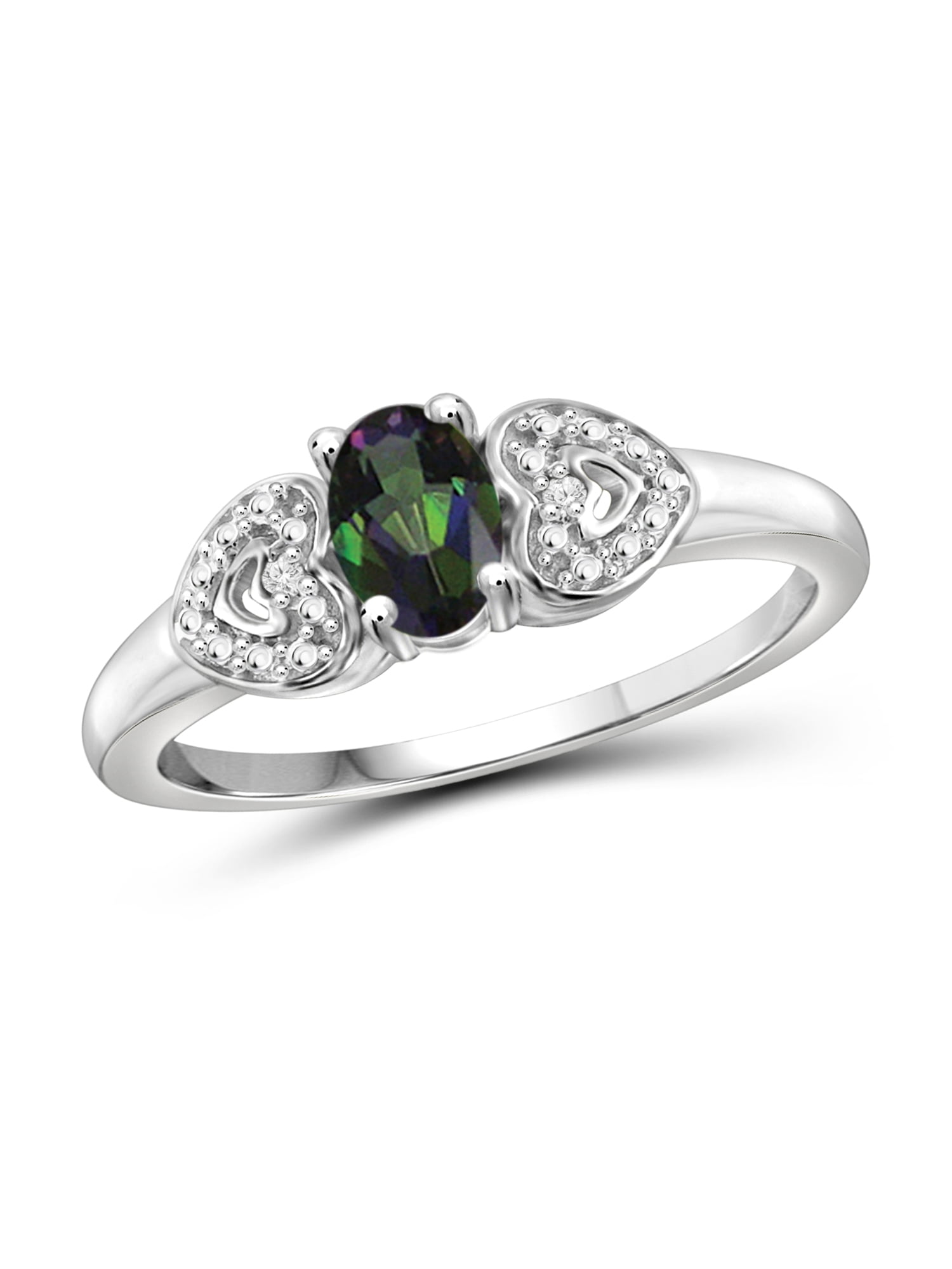 JewelersClub 0.925 Sterling Silver band Mystic Topaz Ring Birthstone Jewelry 0.45 Carat with White Diamond Accent Gemstone Rings