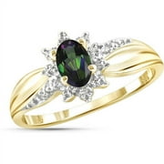 JewelersClub Mystic Topaz Ring Birthstone Jewelry   0.45 Carat Mystic Topaz 14K Gold Plated Silver Ring Jewelry with White Diamond Accent   Gemstone Rings with Hypoallergenic 14K Gold Plated Silver