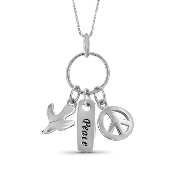 JewelersClub Necklace Sterling Silver Necklace for Women – Beautiful Engraved "PEACE" 0.925 Sterling Silver Necklace – Gifts Necklaces for Women