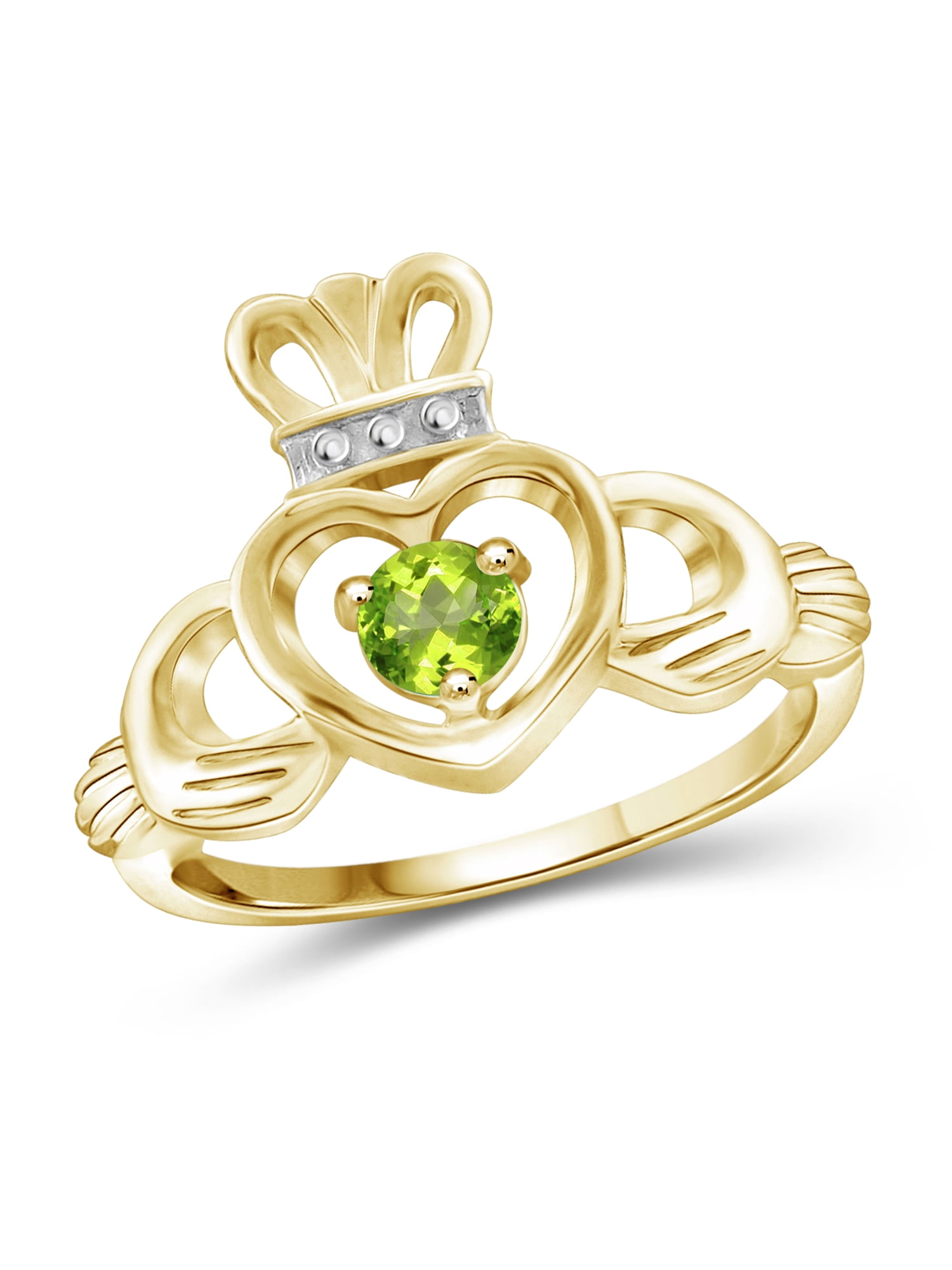 JewelersClub Peridot Ring Birthstone Jewelry – 0.25 Carat Peridot 14K Gold Plated Silver Ring Jewelry – Gemstone Rings with Hypoallergenic 14K Gold Plated Silver Band