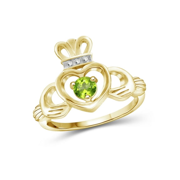 JewelersClub Peridot Ring Birthstone Jewelry – 0.25 Carat Peridot 14K Gold Plated Silver Ring Jewelry – Gemstone Rings with Hypoallergenic 14K Gold Plated Silver Band