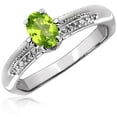 thumbnail image 1 of JewelersClub Peridot Ring Birthstone Jewelry – 0.50 Carat Peridot 0.925 Sterling Silver Ring Jewelry with White Diamond Accent – Gemstone Rings with Hypoallergenic 0.925 Sterling Silver Band, 1 of 1