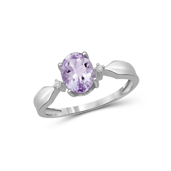 JewelersClub Pink Amethyst Ring Birthstone Jewelry – 1.00 Carat Pink Amethyst 0.925 Sterling Silver Ring Jewelry with White Diamond Accent – Gemstone Rings with Hypoallergenic 0.925 Sterling Silver
