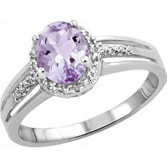 JewelersClub Pink Amethyst Ring Birthstone Jewelry – 1.10 Carat Pink Amethyst 0.925 Sterling Silver Ring Jewelry with White Diamond Accent – Gemstone Rings with Hypoallergenic 0.925 Sterling Silver
